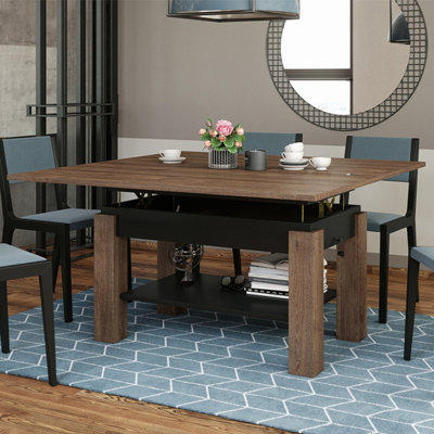 Bravo 2 in 1 Extending Coffee / Dining Table - Brown Oak / Black Matt