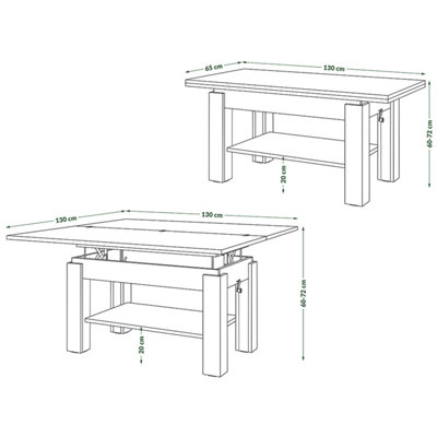 Bravo 2 in 1 Extending Coffee / Dining Table - Concrete / White Matt