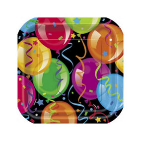 Bravo Balloons Birthday Disposable Plates (Pack of 10) Black/Multicoloured (One Size)