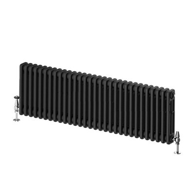 Braxton Black Triple Horizontal Column Radiator - 400x1370mm