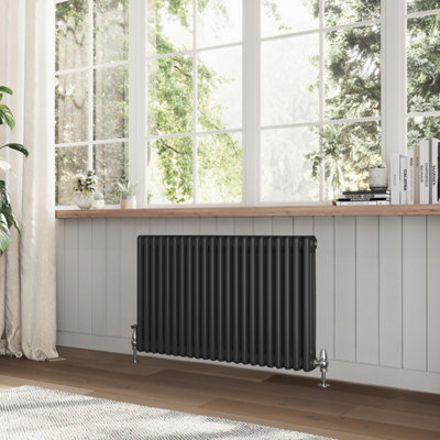 Braxton Black Triple Horizontal Column Radiator - 600x1010mm
