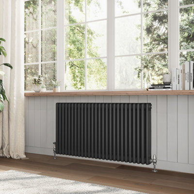 Braxton Black Triple Horizontal Column Radiator - 600x1190mm