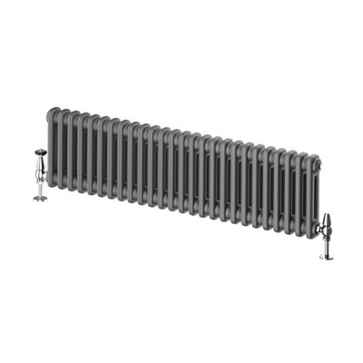 Braxton Grey Double Horizontal Column Radiator - 300x1190mm