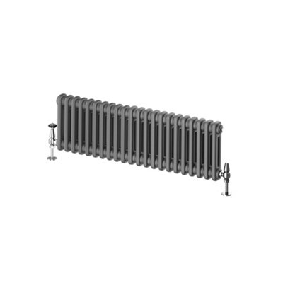 Braxton Grey Double Horizontal Column Radiator - 400x1010mm