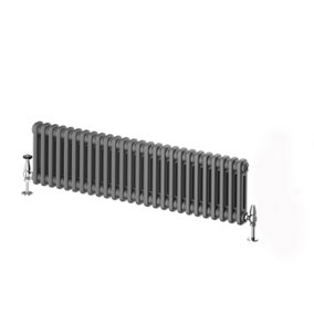 Braxton Grey Double Horizontal Column Radiator - 400x1190mm