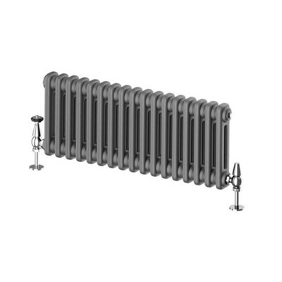 Braxton Grey Double Horizontal Column Radiator - 400x785mm