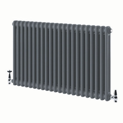 Braxton Grey Double Horizontal Column Radiator - 600x1010mm