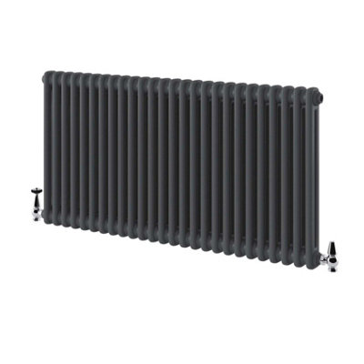 Braxton Grey Double Horizontal Column Radiator - 600x1190mm