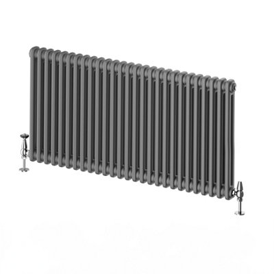Braxton Grey Double Horizontal Column Radiator - 600x1190mm - 3