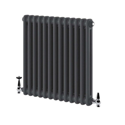 Braxton Grey Double Horizontal Column Radiator - 600x605mm | DIY at B&Q