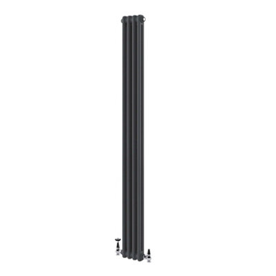 Braxton Grey Double Vertical Column Radiator - 1800x200mm