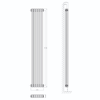 Braxton Grey Double Vertical Column Radiator - 1800x290mm