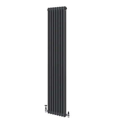 Braxton Grey Double Vertical Column Radiator - 1800x380mm