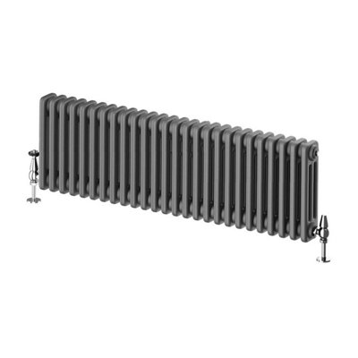 Braxton Grey Triple Horizontal Column Radiator - 400x1190mm