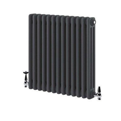 Braxton Grey Triple Horizontal Column Radiator - 600x605mm