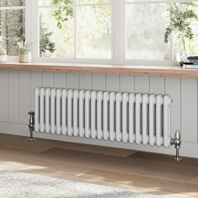 AICA 300x1010mm 2 Column Horizontal Black Radiator Central Heating Cast
