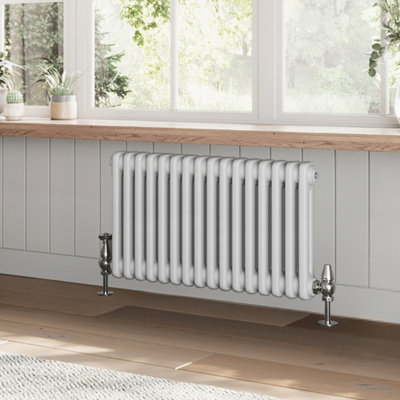 Braxton White Double Horizontal Column Radiator - 400x785mm