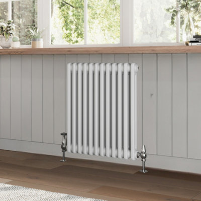Braxton White Double Horizontal Column Radiator - 600x605mm