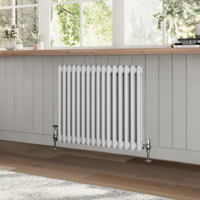 Braxton White Double Horizontal Column Radiator - 600x785mm