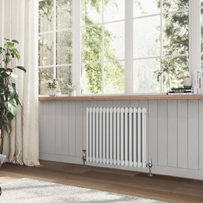 Braxton White Double Horizontal Column Radiator - 600x785mm