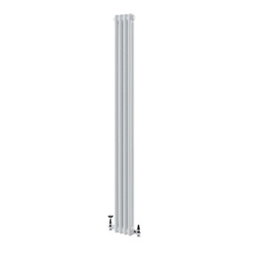 Braxton White Double Vertical Column Radiator - 1800x200mm