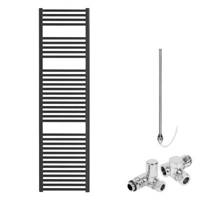 Bray Dual Fuel Heated Towel Rail Straight Black W500 x H1500 mm DIY at B Q