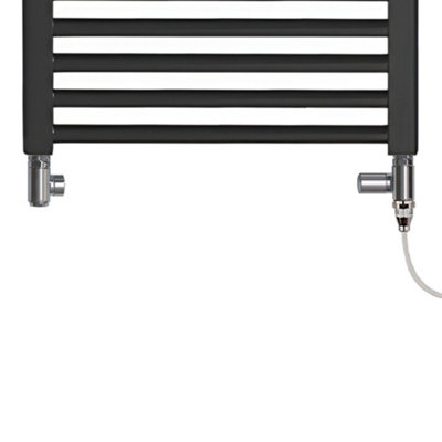 Bray Dual Fuel Heated Towel Rail Straight Black W500 x H1500 mm DIY at B Q