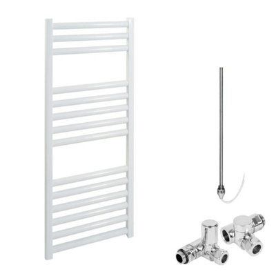 Bray Dual Fuel Heated Towel Rail, Straight, White - W300 x H800 mm