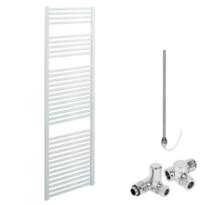 Bray Dual Fuel Heated Towel Rail, Straight, White - W500 x H1500 mm