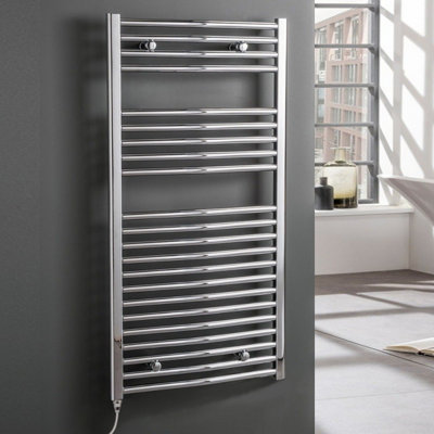 Bray Electric Heated Towel Rail, Prefilled, Curved, Chrome - W600 x H1200 mm Price Comparisons | Compare The Build