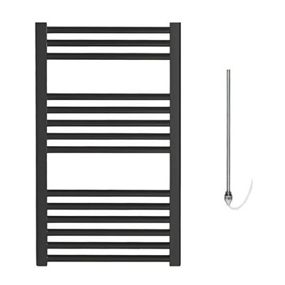Bray Electric Heated Towel Rail, Prefilled, Straight, Black - W400 x H800 mm Price Comparisons | Compare The Build