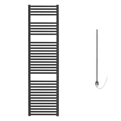 Bray Electric Heated Towel Rail, Prefilled, Straight, Black - W500 x H1500 mm