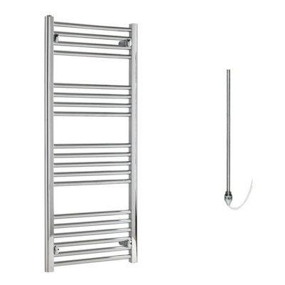 Bray Electric Heated Towel Rail, Prefilled, Straight, Chrome - W500 x H1200 mm