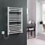 Bray Electric Heated Towel Rail, Prefilled, Straight, White - W300 x H800 mm