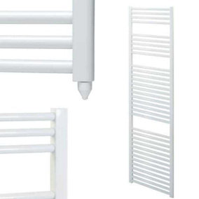 Bray Electric Heated Towel Rail, Prefilled, Straight, White - W400 x H1800 mm