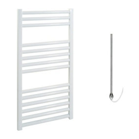 Bray Electric Heated Towel Rail, Prefilled, Straight, White - W400 x H800 mm