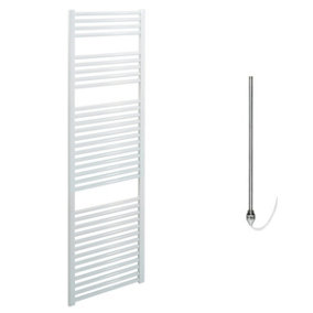 Bray Electric Heated Towel Rail, Prefilled, Straight, White - W500 x H1500 mm