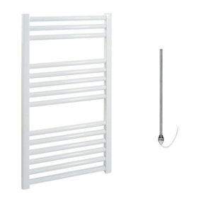 Bray Electric Heated Towel Rail, Prefilled, Straight, White - W500 x H800 mm