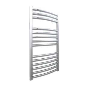 Bray Heated Towel Rail For Central Heating, Curved, Chrome - W500 x H800 mm