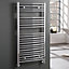 Bray Heated Towel Rail For Central Heating, Curved, Chrome - W600 x H1200 mm