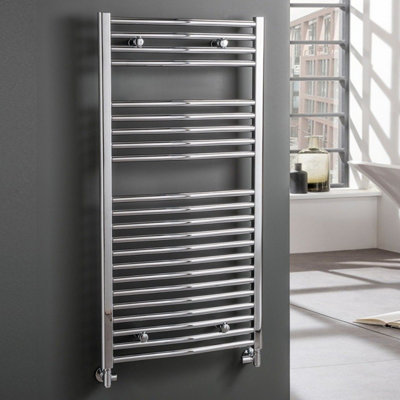 Bray Heated Towel Rail For Central Heating, Curved, Chrome - W600 x H1200 mm Price Comparisons | Compare The Build