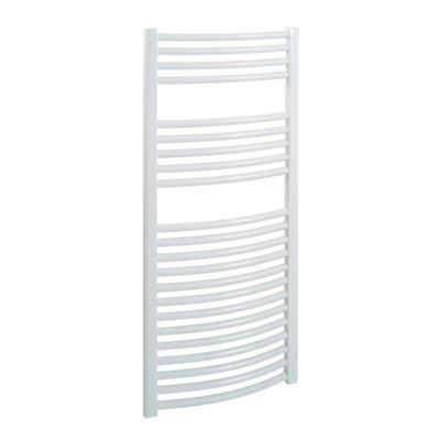 Bray Heated Towel Rail For Central Heating, Curved, White - W500 x H1200 mm