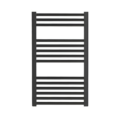 Bray Heated Towel Rail For Central Heating, Straight, Black - W400 x H800 mm