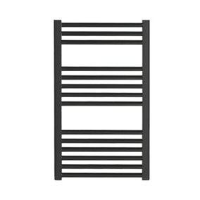 Bray Heated Towel Rail For Central Heating, Straight, Black - W400 x H800 mm