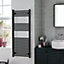 Bray Heated Towel Rail For Central Heating, Straight, Black - W400 x H800 mm