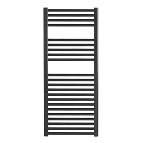 Bray Heated Towel Rail For Central Heating, Straight, Black - W500 x H1000 mm
