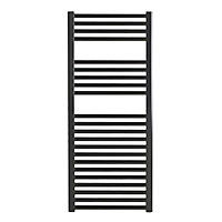 Bray Heated Towel Rail For Central Heating, Straight, Black - W500 x H1200 mm