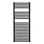 Bray Heated Towel Rail For Central Heating, Straight, Black - W500 x H1200 mm