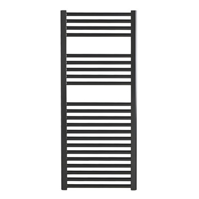 Bray Heated Towel Rail For Central Heating, Straight, Black - W500 x H1200 mm