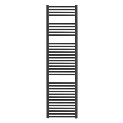 Bray Heated Towel Rail For Central Heating, Straight, Black - W500 x H1500 mm